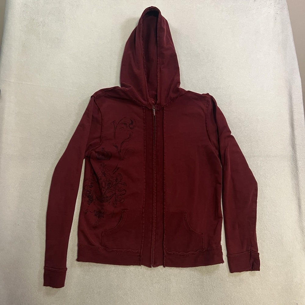 Vintage Ellemenno Y2K Hoodie Women's Size 1X Red Full Zip Up Long Sleeve